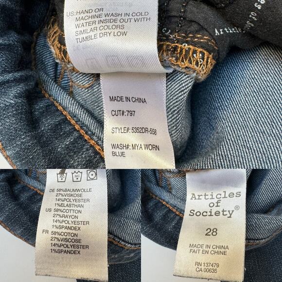 Articles of Society Full Ankle Length Mya Dark Washed Blue Denim Skinny Jeans - Picture 10 of 10